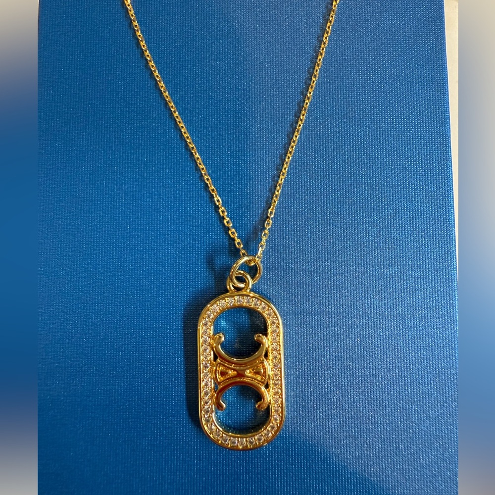 Gold Triomphe Pendant Necklace with crystals
